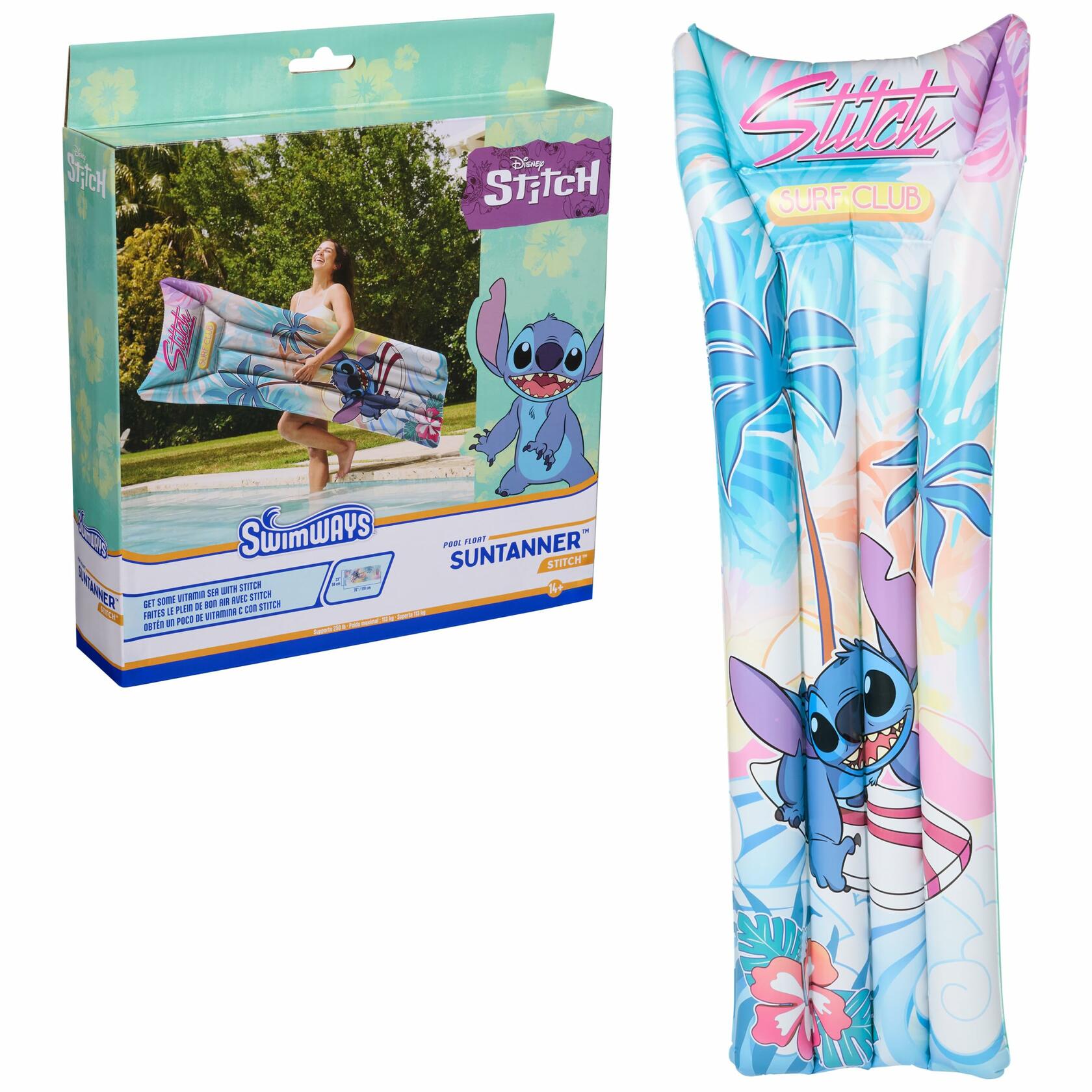 SwimWays Stitch Suntanner Inflatable Pool Float Teens 14+ Kids Pool Toy