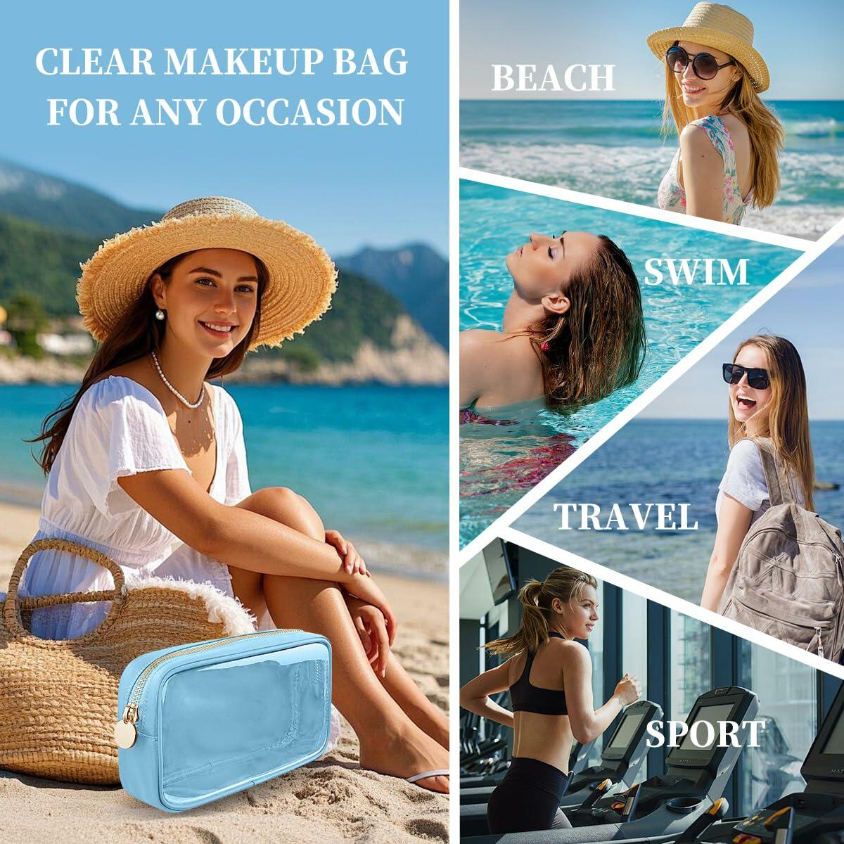 PRRQFJZS Clear Waterproof Makeup Bag Travel Organizer Zipper M Blue