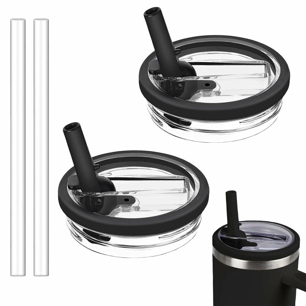 Tianhengyi 40 OZ Tumbler Lid Replacement for Stanley Quencher, 2 Pack Black