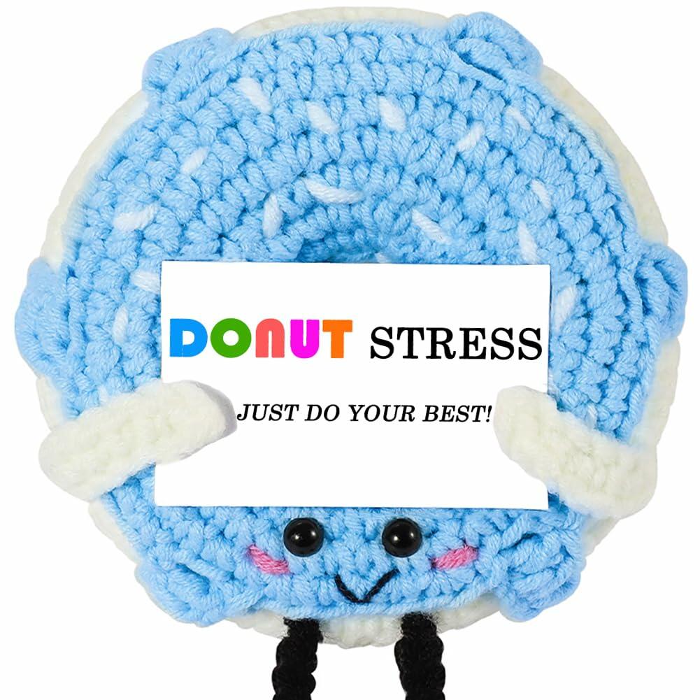 RQWZBCHX Handmade Crochet Donut Stress Toy Inspirational Blue