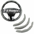West Llama Car Steering Wheel Cover Set 3pcs Leather 3D Gray for Honda