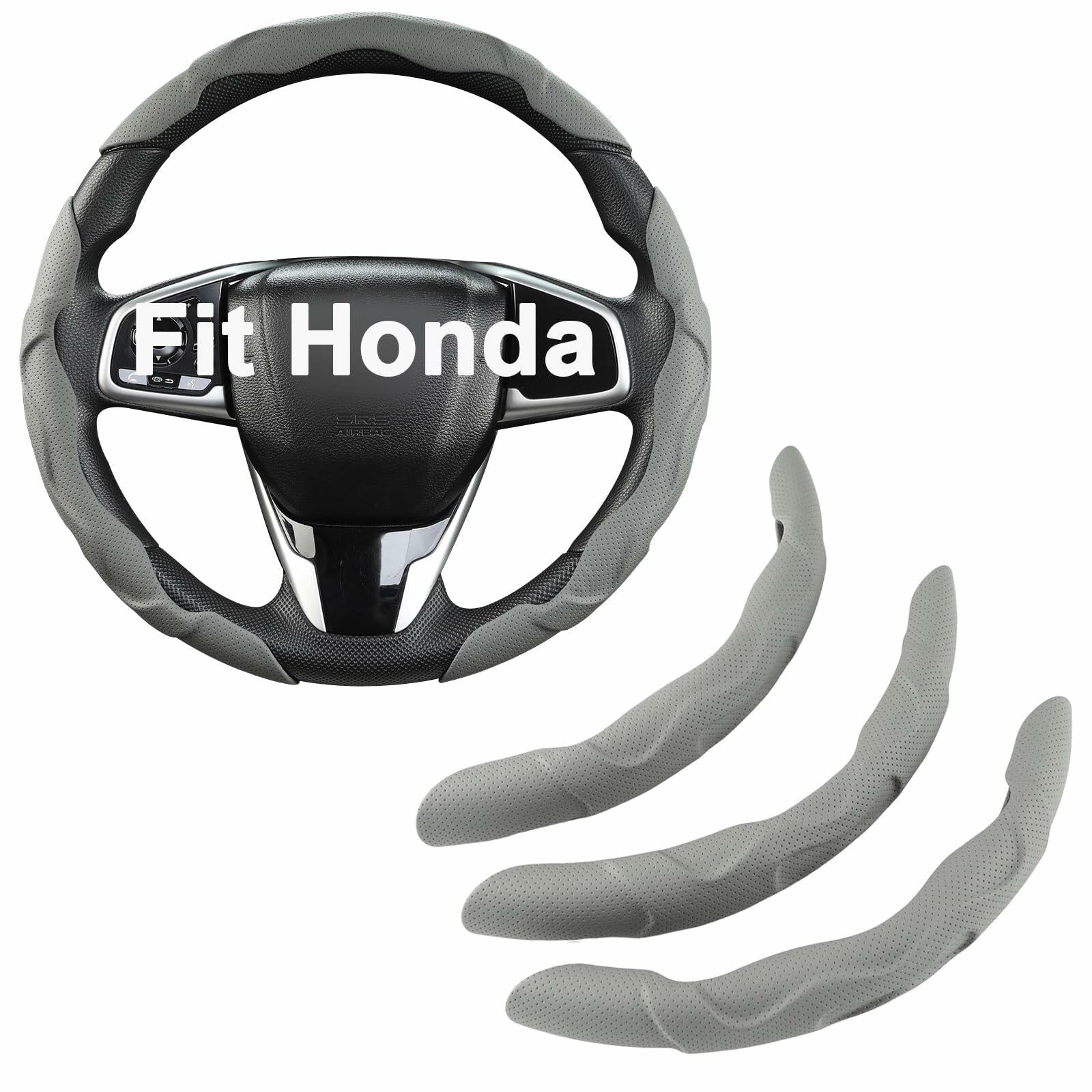 West Llama Car Steering Wheel Cover Set 3pcs Leather 3D Gray for Honda