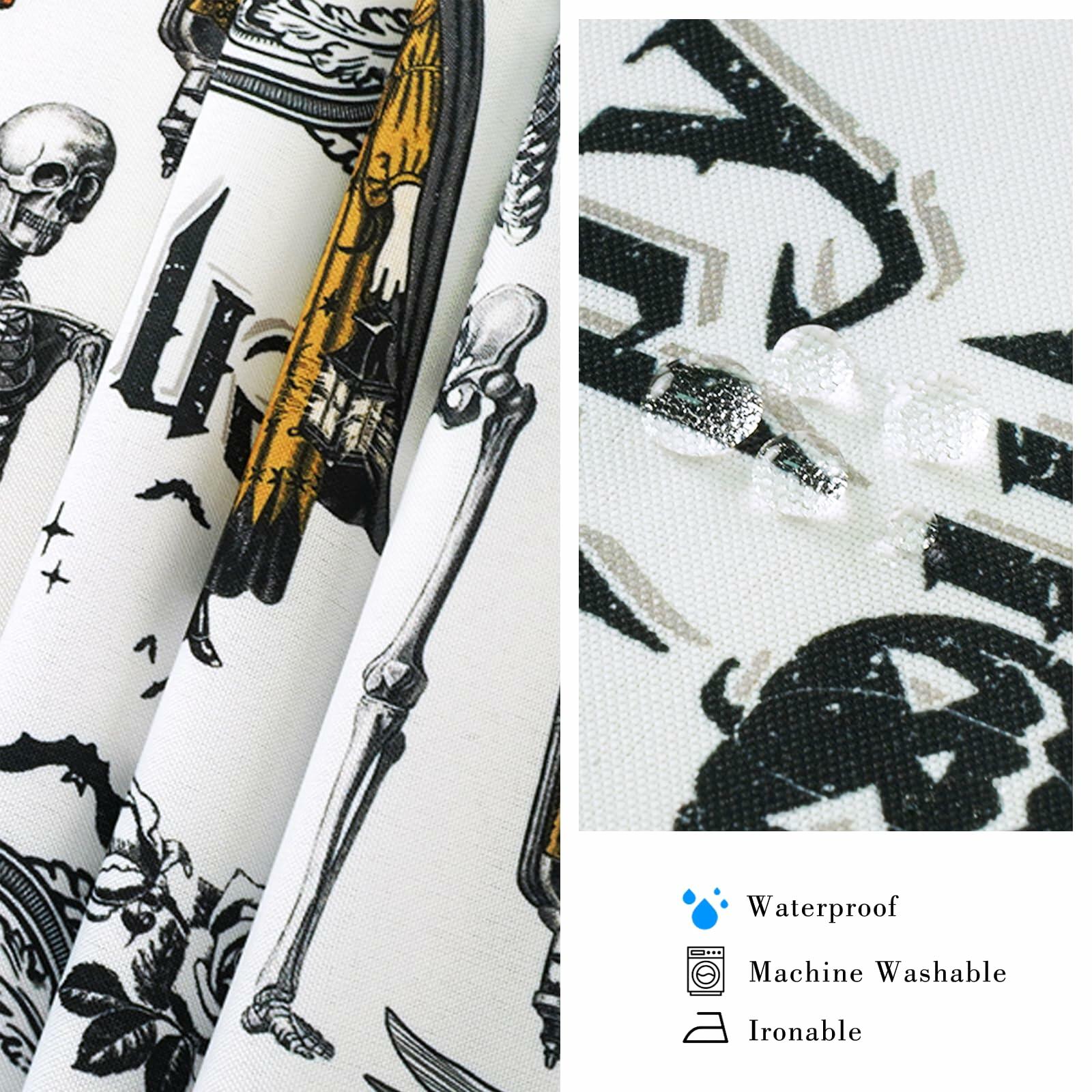 aoselan Halloween Waterproof Skeleton Spider Web Tablecloth 60x120 Inch