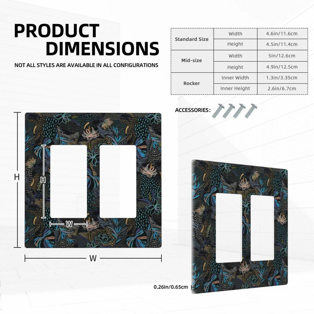 Thsanju Morris Tropical Leaf Double Rocker 2 Gang Switch Cover Dark Green Blue