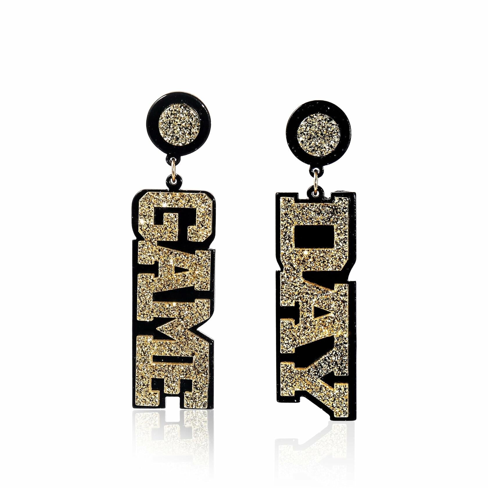 Fuqimanman2020 Acrylic Game Day Sports Letter Dangle Earrings Colorful