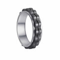 Udolfly Titanium Steel Womens Fidget Spinner Ring Silver Black Size 8