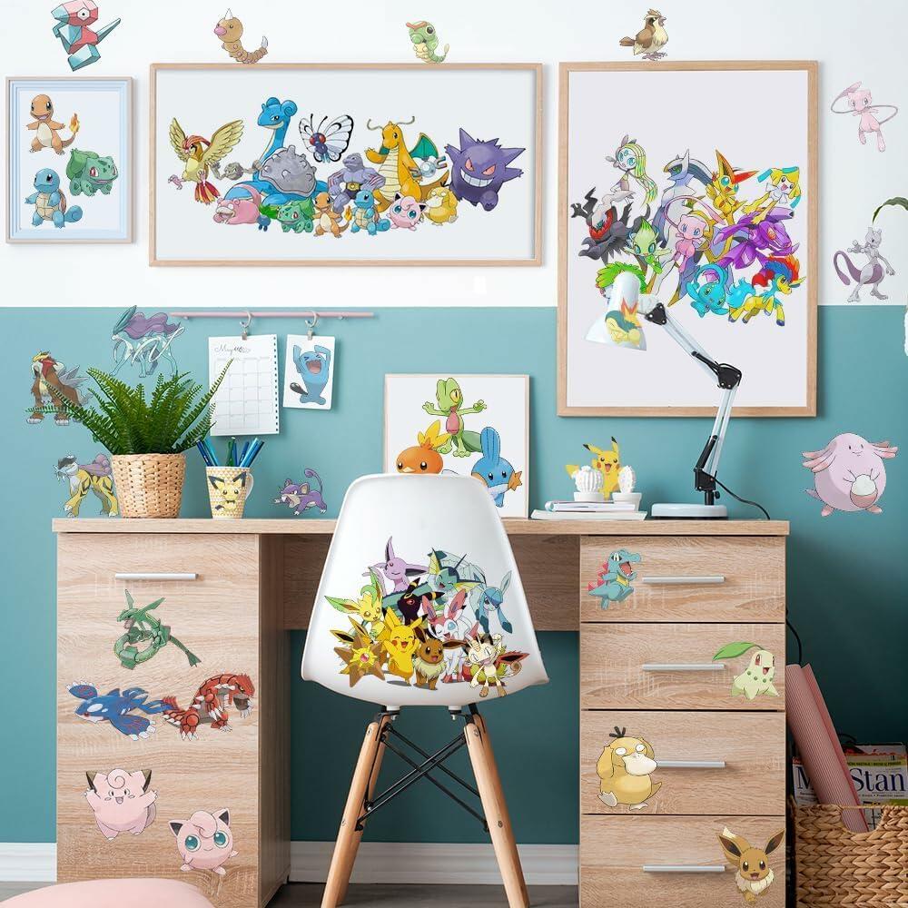 YANEALE Anime Wall Decals 36 Pcs Large Waterproof Removable Cartoon B Stickers