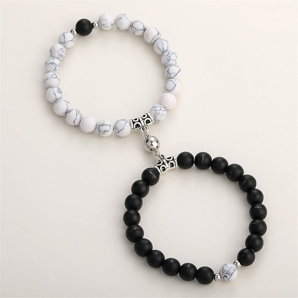 Natural Stone Chakra Tiger Eye Beads Bracelet Set Pink 2Pcs Unisex