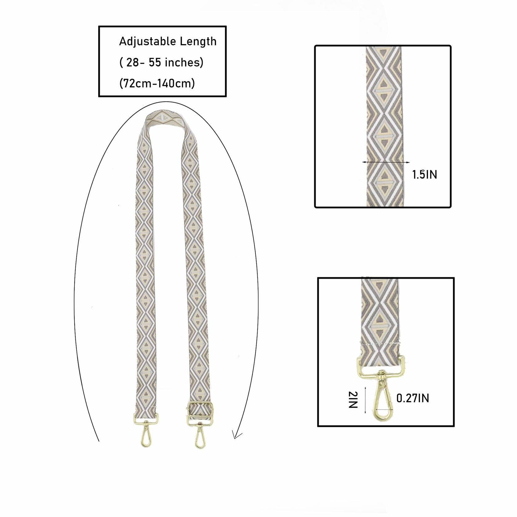 LoZoDo Adjustable Wide Crossbody Purse Strap Gold Hardware 52in Size 52in