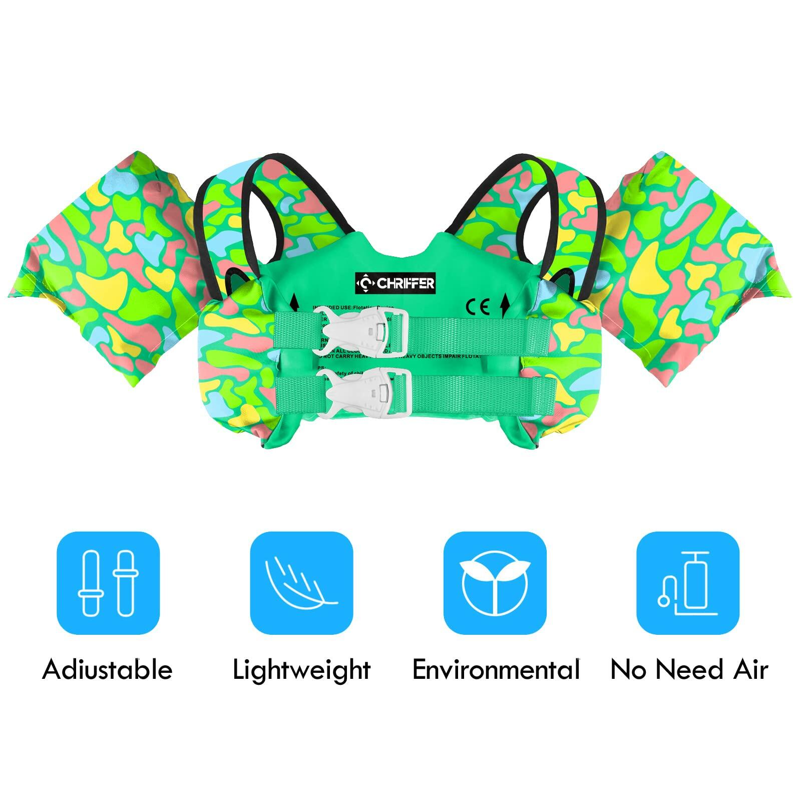 Chriffer Kids Swim Vest 30-55lbs Toddler Life Jacket Floaties Arm Wings