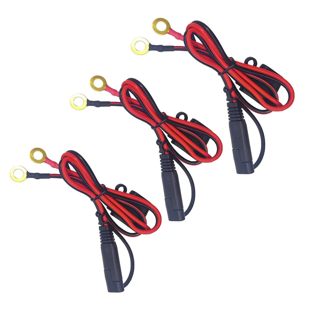 LECODO 3 Pack SAE to O Ring Terminal Cable 2FT Battery Charger Adapter