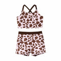 PATPAT Girls 2-Piece Tankini Swimsuit Set Cheetah Brown Size 8-9