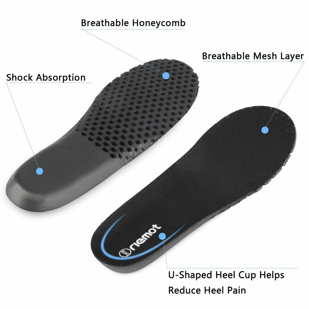 riemot Arch Supports Orthotics Sport Shoe Insoles 2 Pairs Grey Size US14/EU47
