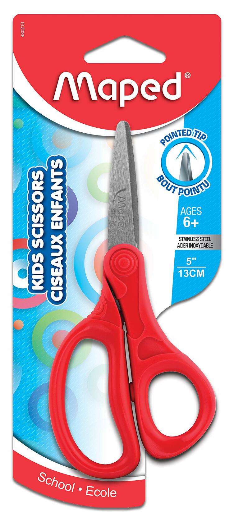 Maped Essential Kids Scissors 5" Pointed Tip Right Left Handed Colors