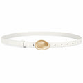 WERFORU Women Skinny Faux Leather Belt Gold Buckle 0.7" Width Size 36-42"