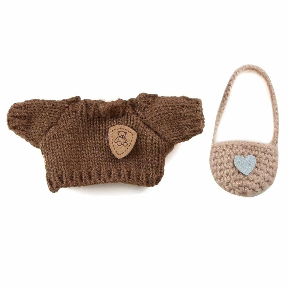 podafu Handcrafted Crochet Doll Clothes 3-Piece Set Animal Theme Cotton 17cm