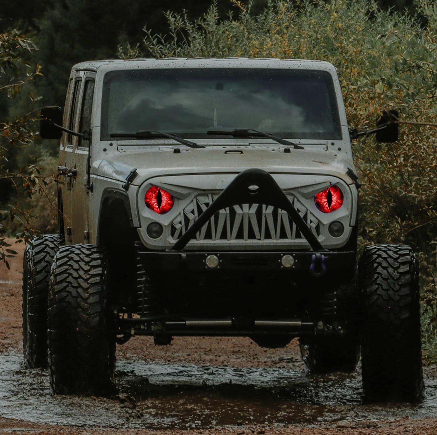 Generic Beast Eyes Headlight Decals 3D Stereo Round Red