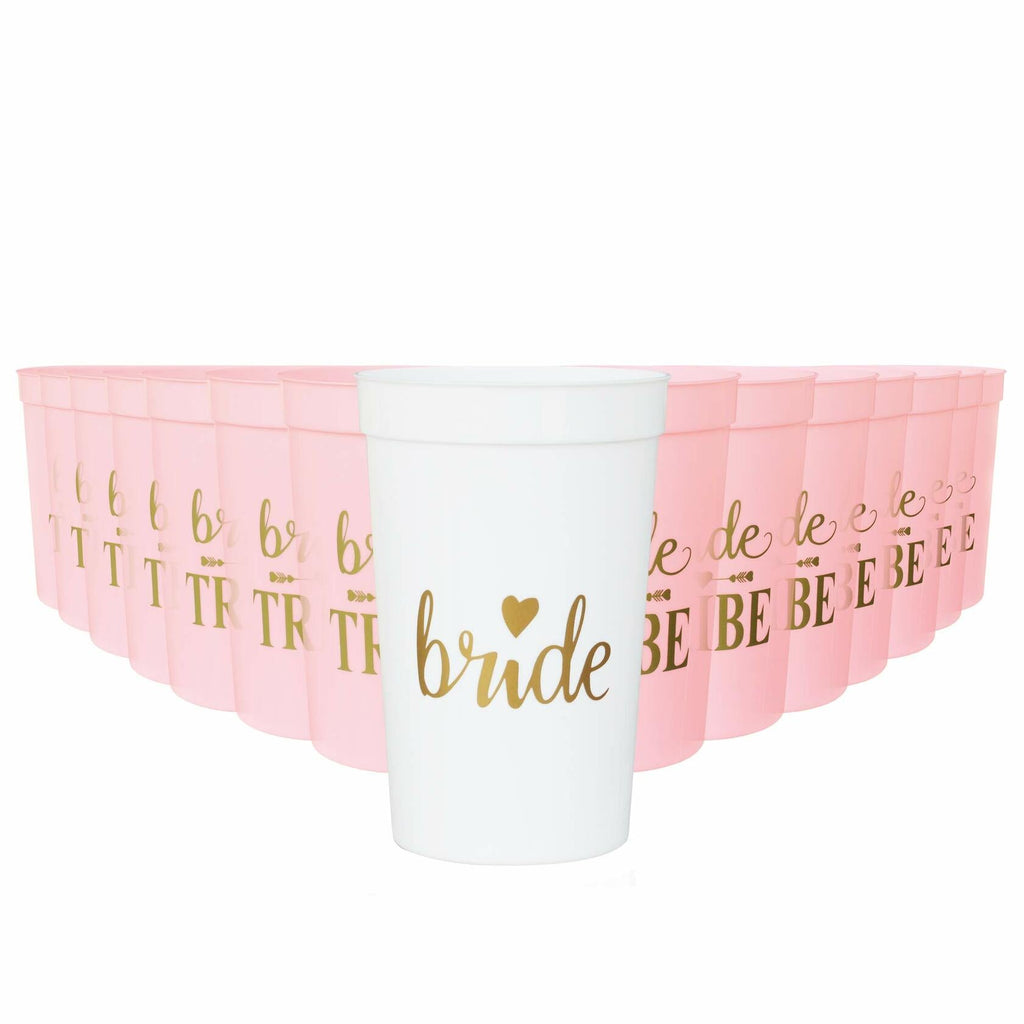 LADY&HOME 15 Pack 16oz Plastic Party Cups White Reusable Durable