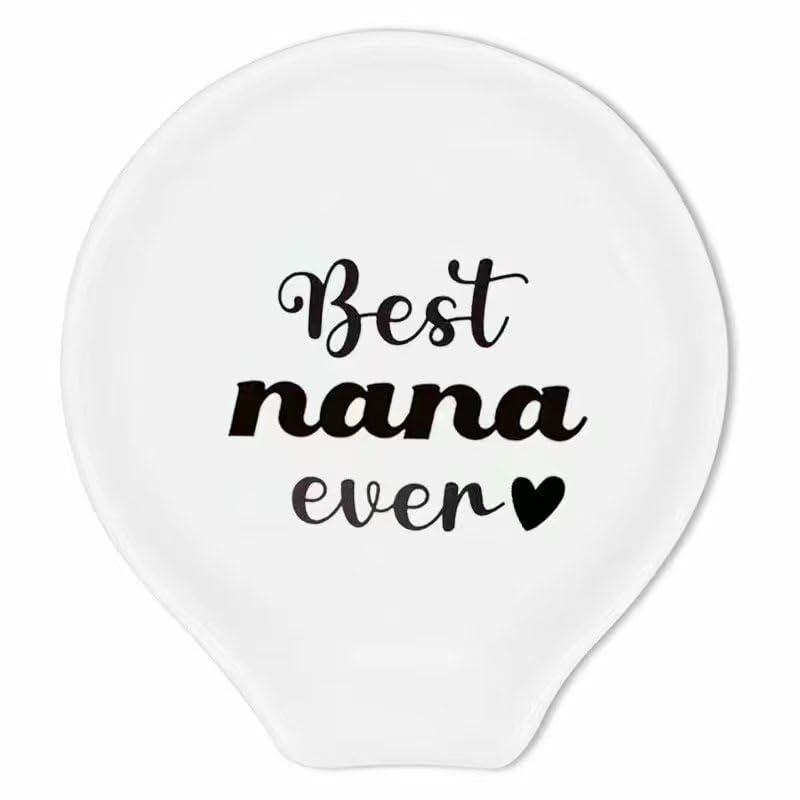 LXX1 Ceramic Spoon Rest Coffee Holder Mini Porcelain Nana Pattern White