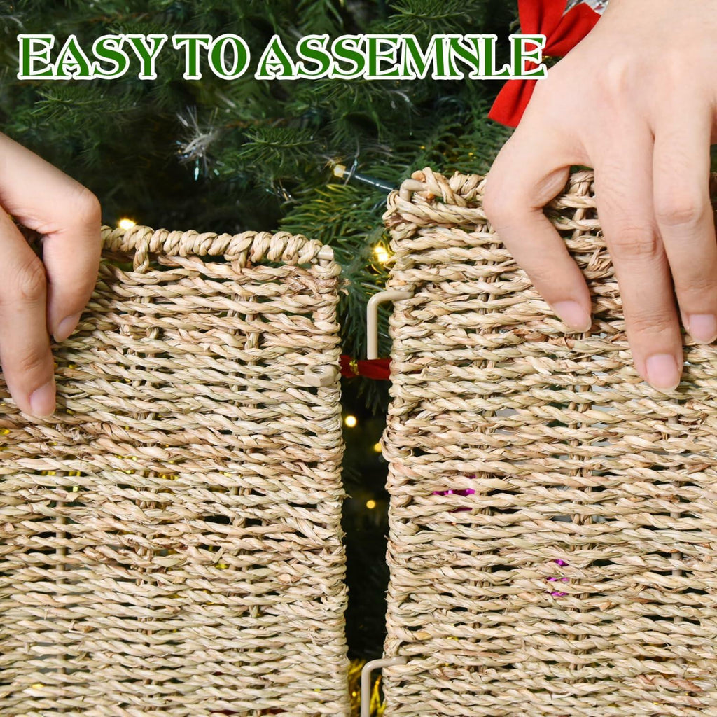 [Like New] Rocinha Rattan Christmas Tree Collar 26" Rustic Farmhouse Style Seagrass Large