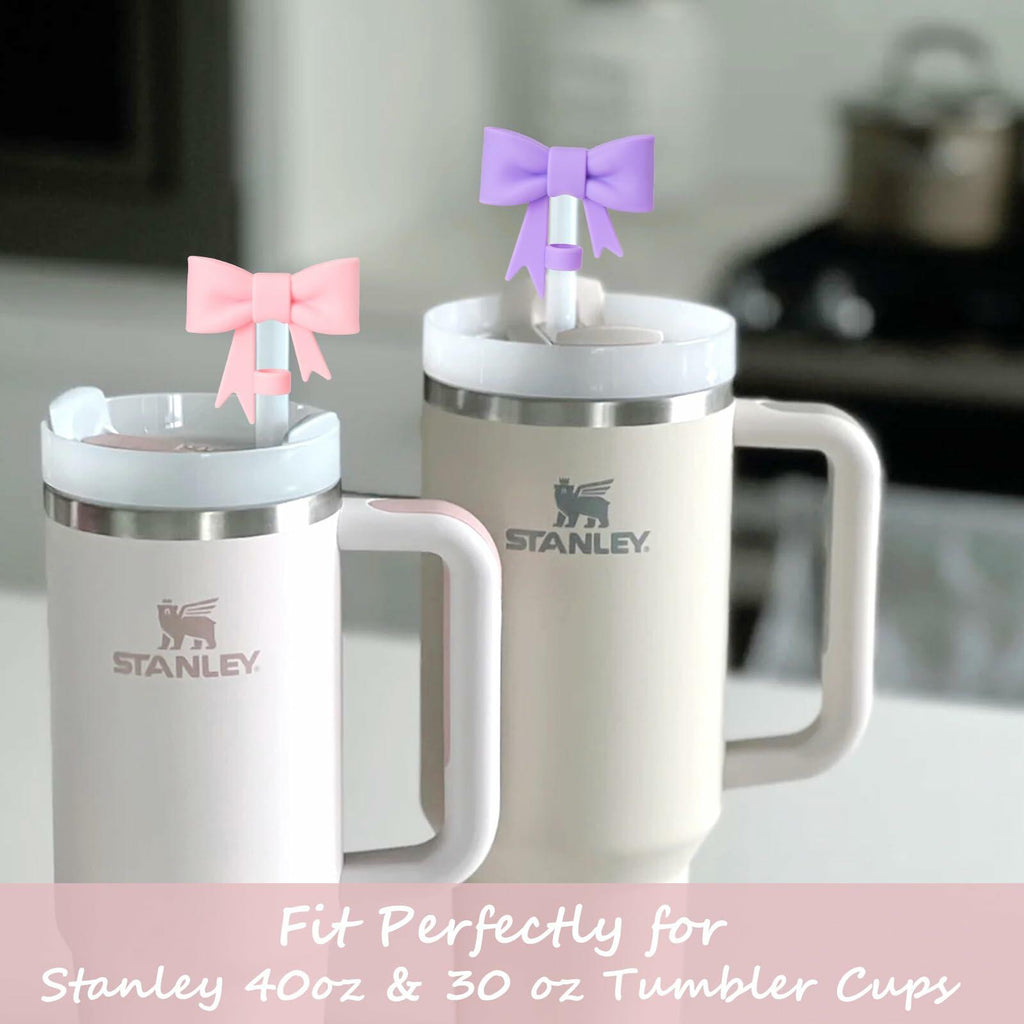 GAISHION 3pcs Bow Straw Covers Caps for Stanley 30/40oz Tumblers Silicone