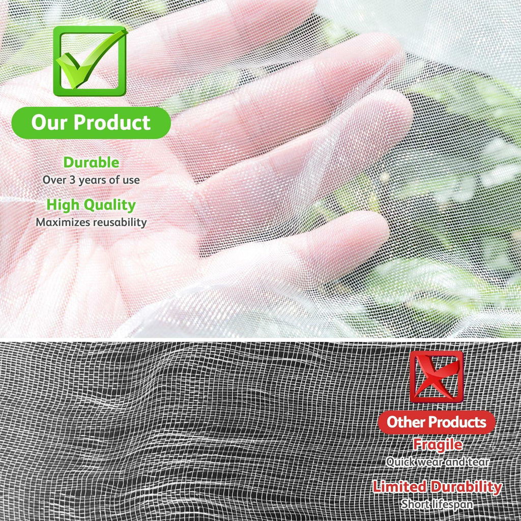 JOJOLEE Fruit Tree Netting Garden Protection 7.8x7.8FT White 2Pcs