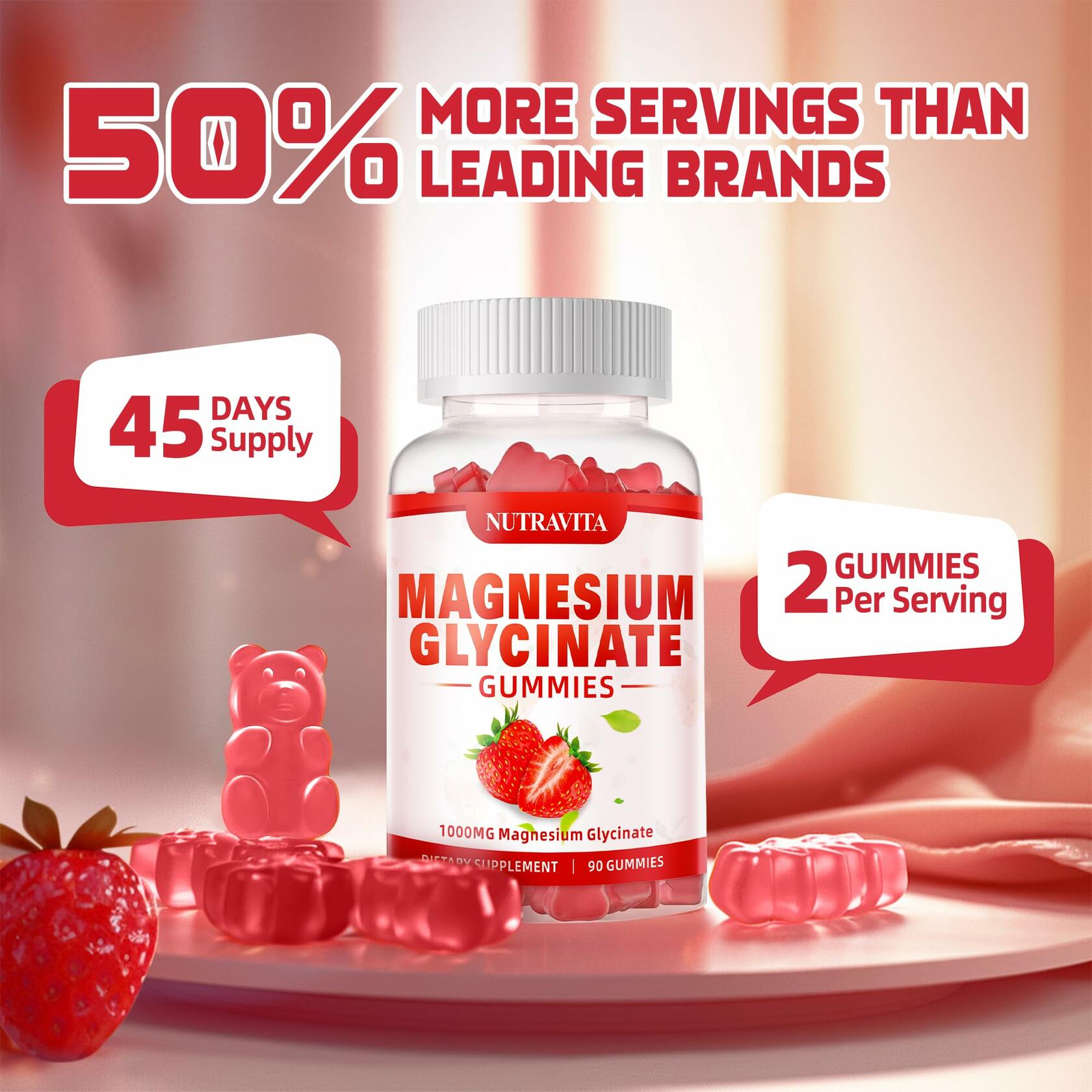 BESTBY 09/26 Nutravita Magnesium Glycinate Gummies 1000mg L-Threonate VitD B6