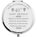 COFOZA 40th Birthday Stainless Steel Compact Travel Makeup Mirror Silver