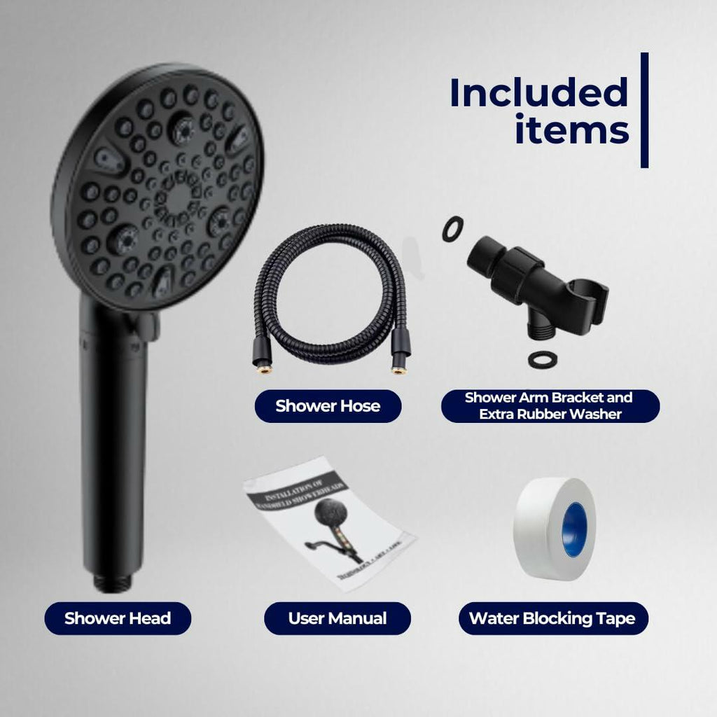 Wavizor Filtered Handheld Shower Head 10 Functions Matte Black High Pressure