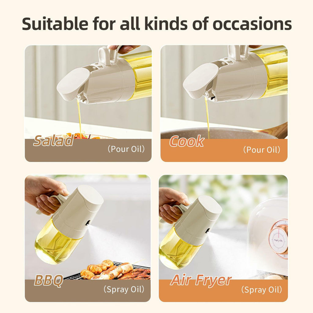 MDZF SWEET HOME Oil Sprayer 2 in 1 Olive Oil Dispenser 500ml White Glass