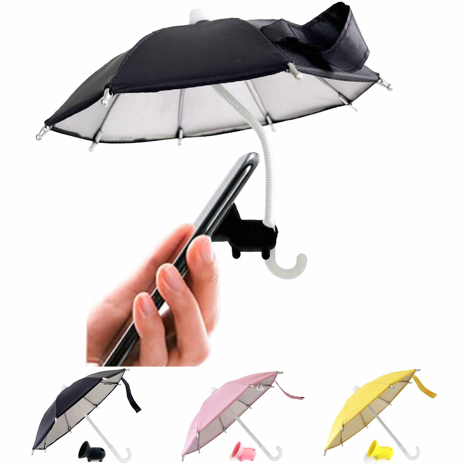 FantasyBear UV Protection Phone Umbrella Adjustable Suction Cup Stand Dark Blue