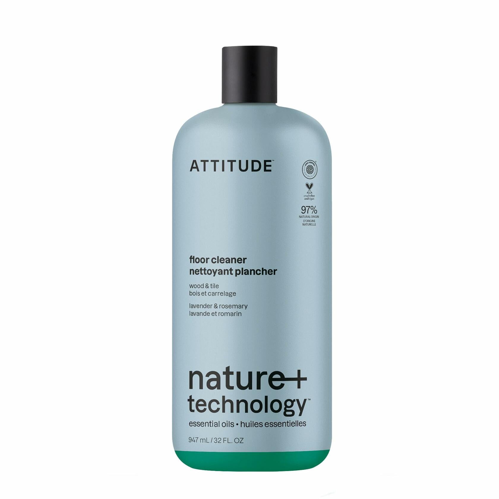 ATTITUDE Floor Cleaner Lavender & Rosemary 32 Fl Oz Natural Origin EWG Verified