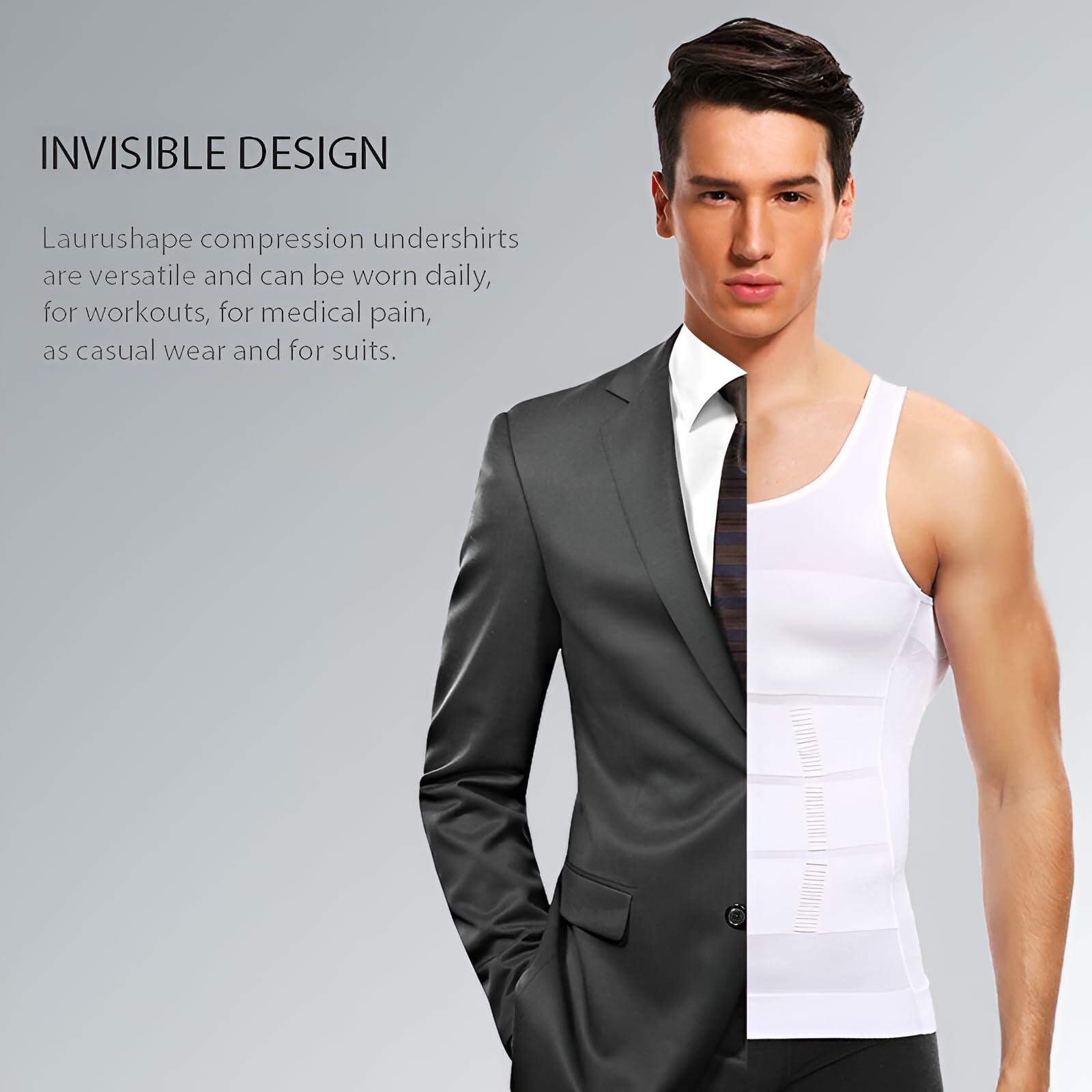 LAURUSHAPE Men's Compression Slimming Tank Top Body Shaper White Size L