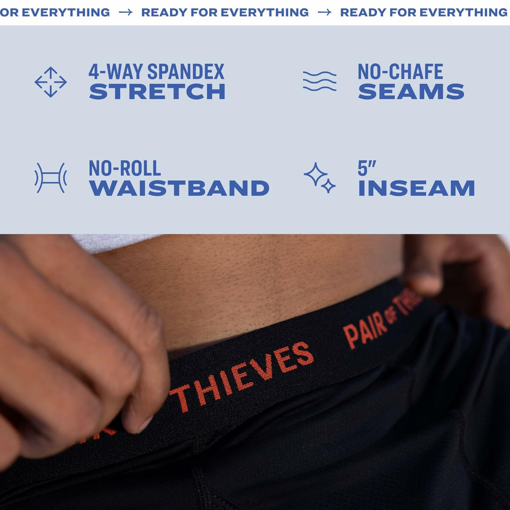 Pair of Thieves Men’s Boxer Briefs 4 Pack Soft Stretch Moisture-Wicking M