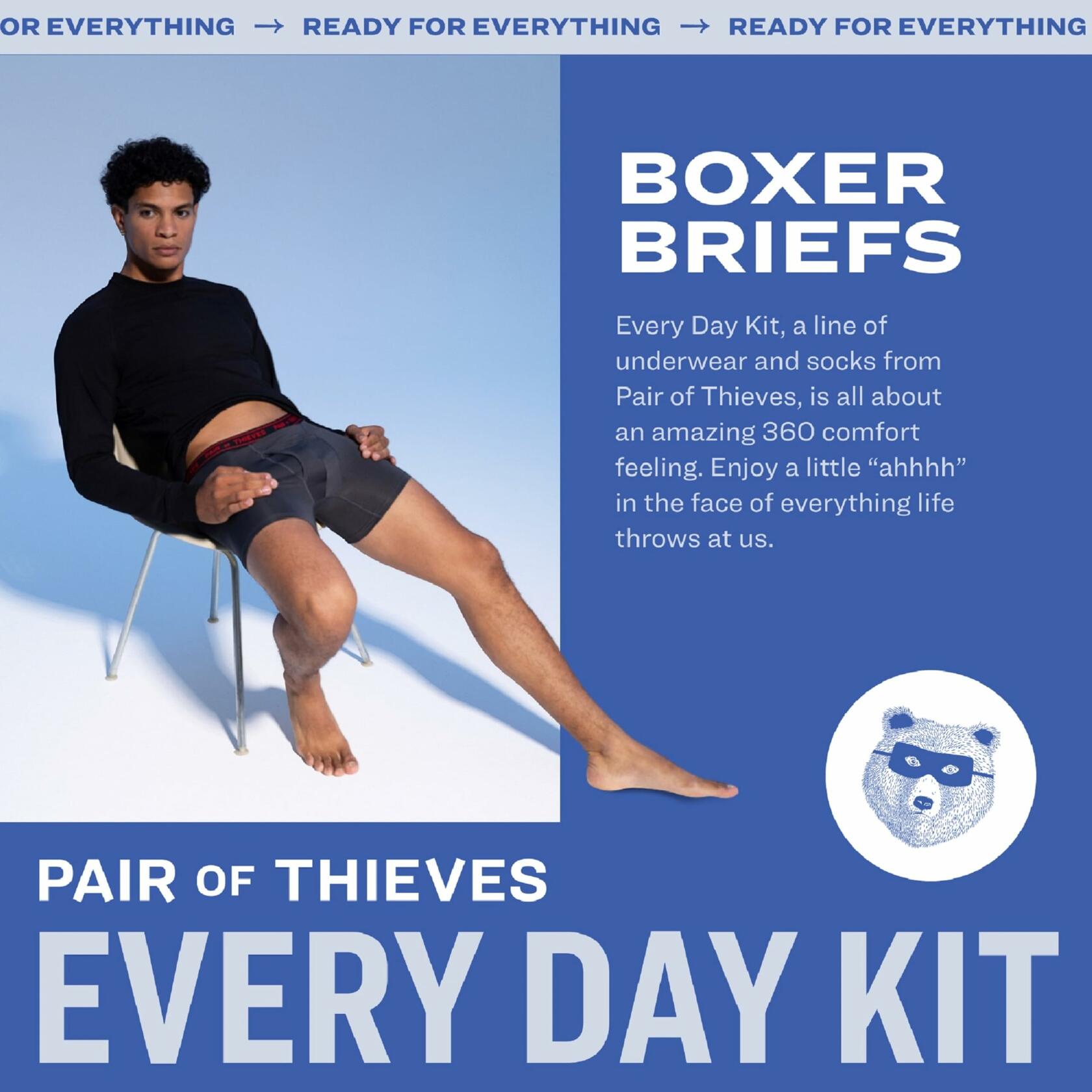 Pair of Thieves Men’s Boxer Briefs 4 Pack Soft Stretch Moisture-Wicking M
