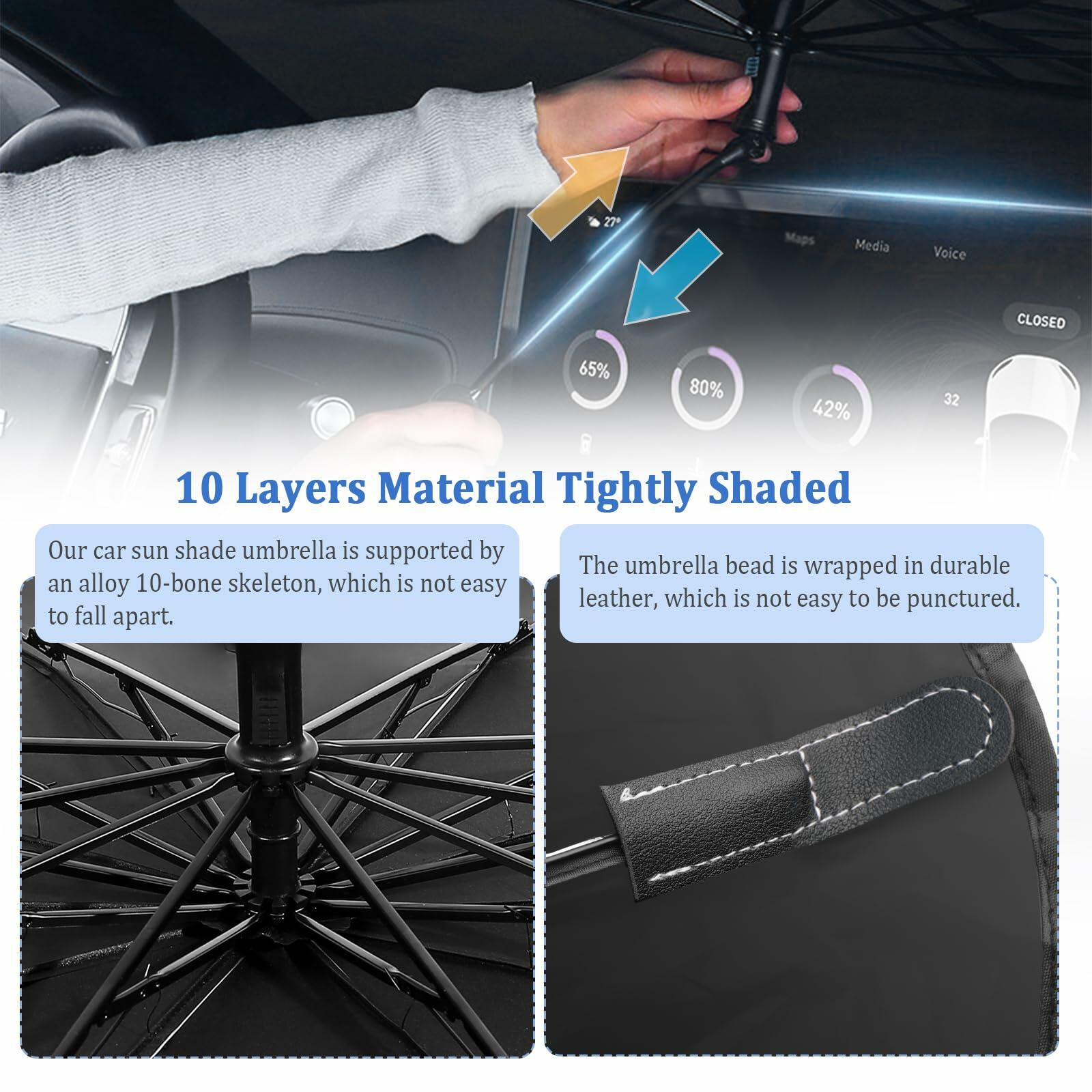 Car Windshield Sun Shade 2025 Upgrade Foldable with Bendable Handle