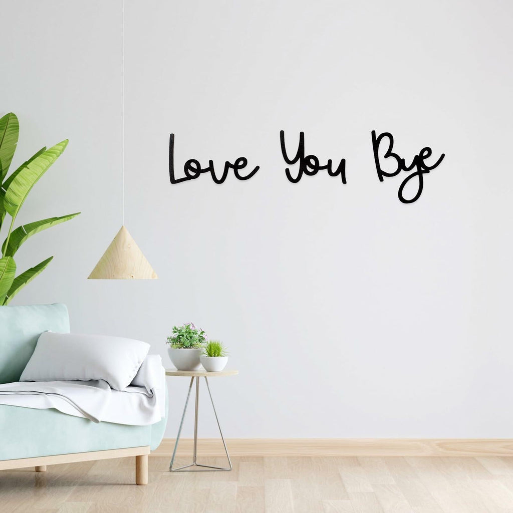 “Love You Bye” Wood Sign Wall Decor Rustic Farmhouse Entryway Plaque Black