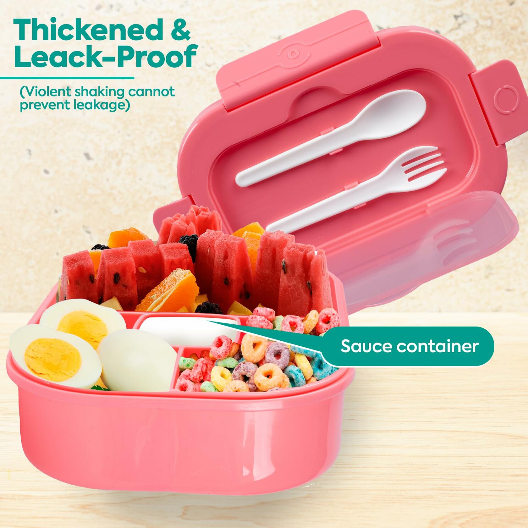 Generic DifaBella Kids Lunch Box Bento 4 Compartments BPA-Free Pink 1300ml