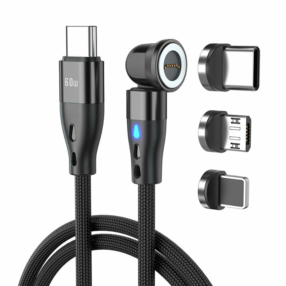 Generic Magnetic PD 60W USB C Charging Cable 3.3ft Black 1pc Aluminum
