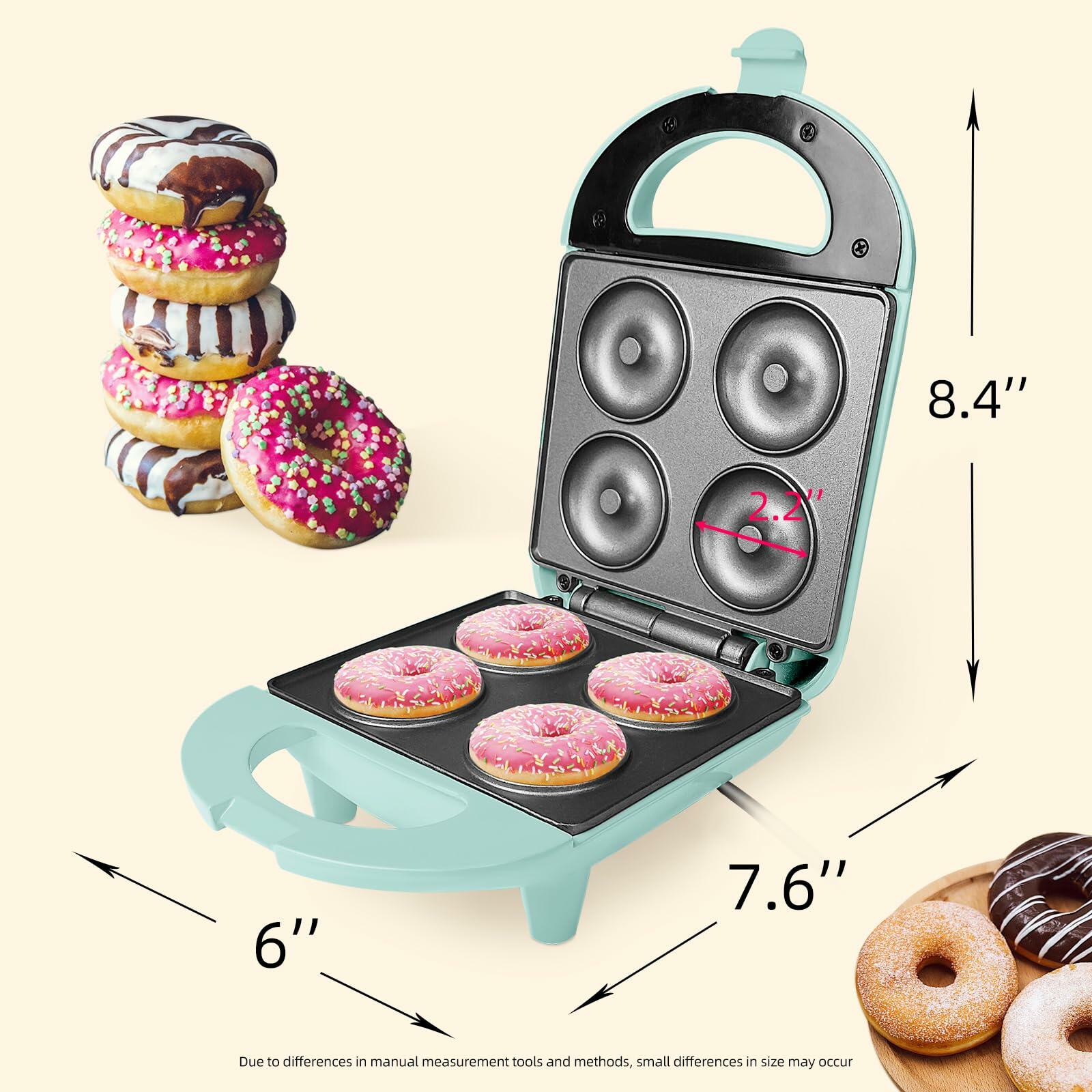Aoruru Mini Donut Maker for Kids Mint Color Makes 4 Doughnuts