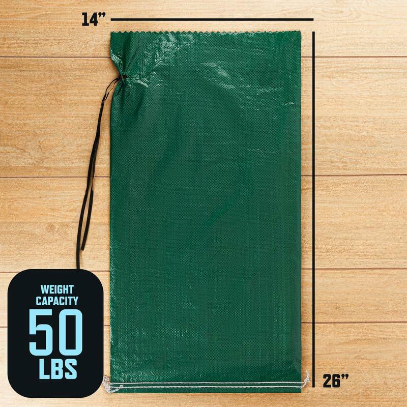 25 Pack White Sandbags 14x26in Heavy Duty with Ties Flood Control 50lb Capacity
