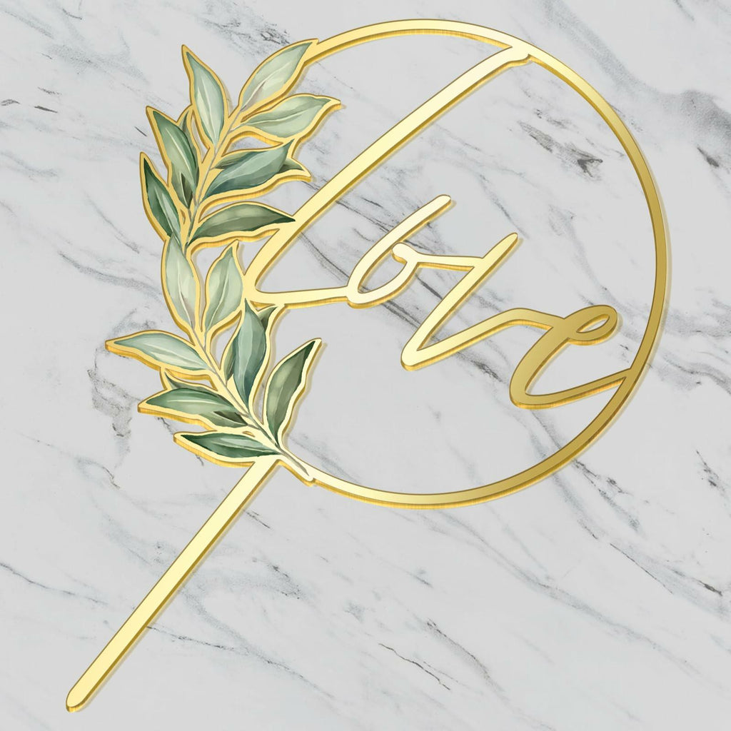 Party to Be Love Wedding Cake Topper Gold Acrylic Love 01 Design 02