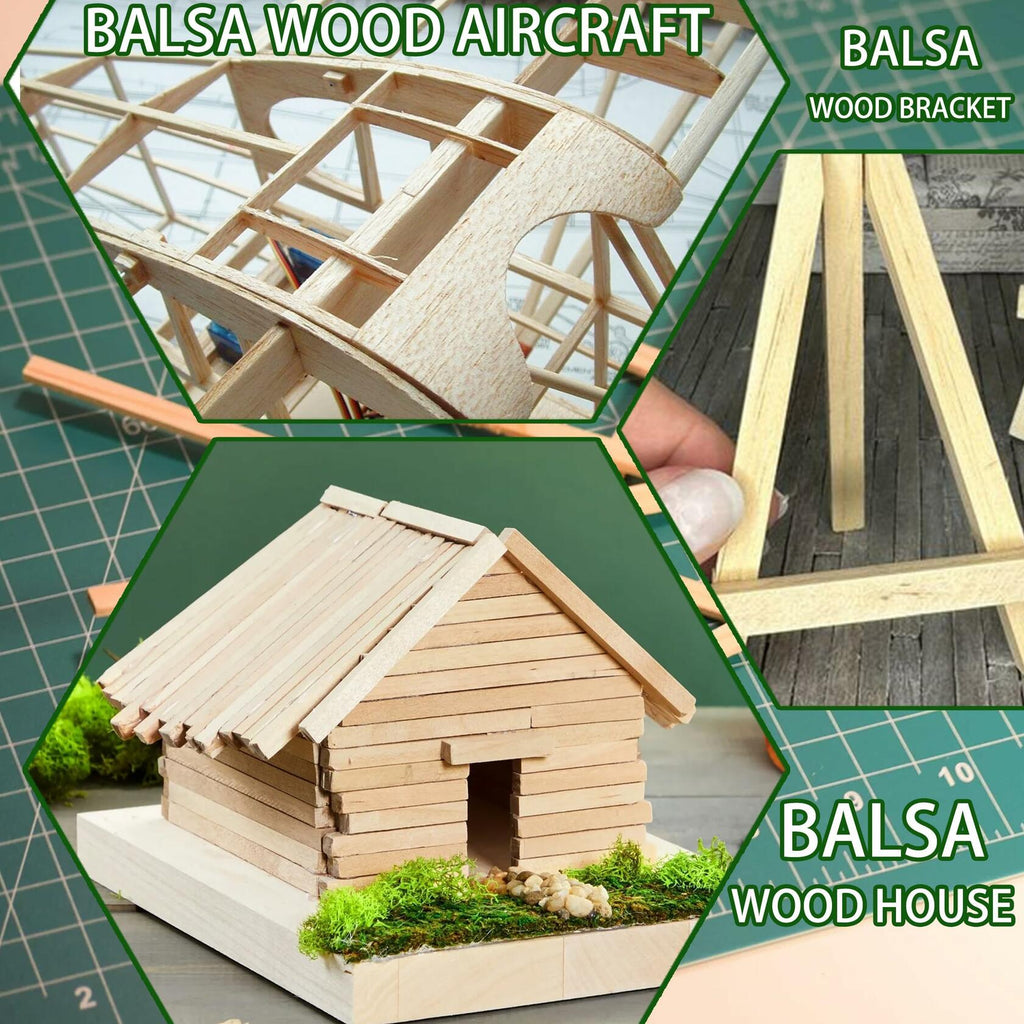 240PCS Wood Square Dowel Rods 1/8"x1/8"x12" Balsa Wood Sticks for Crafts