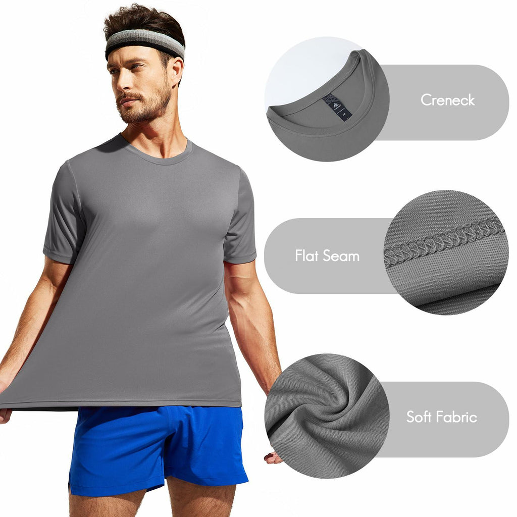 Haimont Men's Quick Dry Athletic Running Shirt UPF 50+ Steel Size L