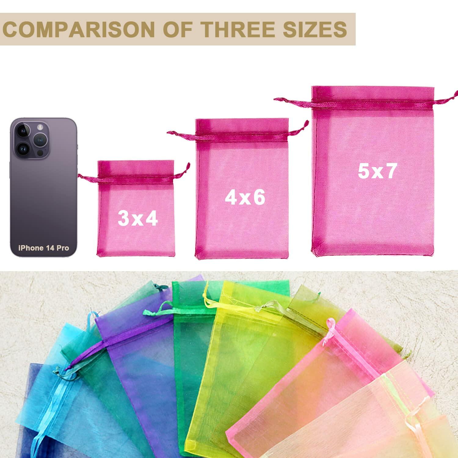 Ableme Deco Purple Organza Drawstring Bags 3x4 Inch 100 Pcs