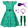 Akokvlar Girls Halloween Disgust Cartoon Dress Green Size 8-9 Years