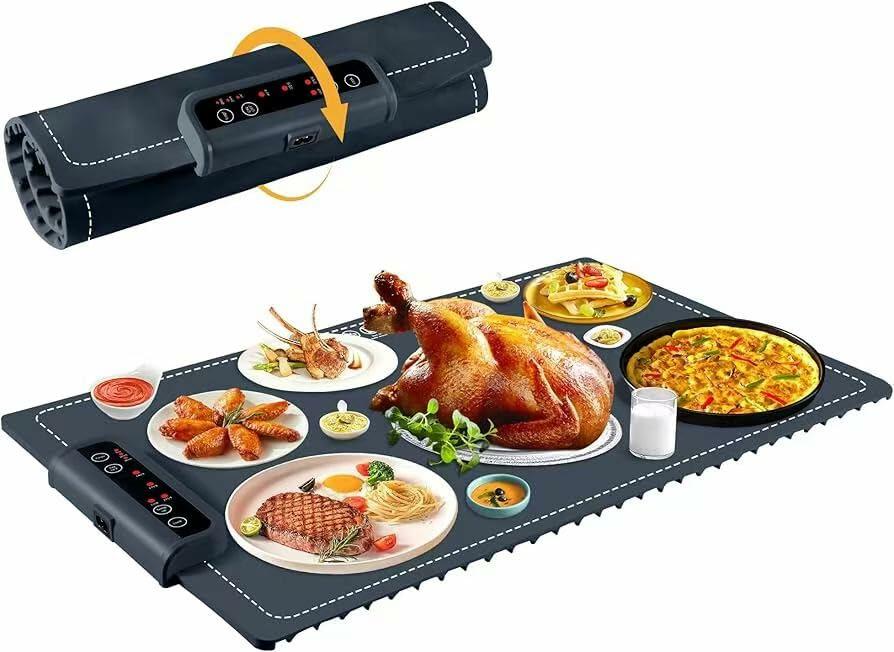 BOLEISE Electric Warming Tray Nano Silicone 3 Temp Settings White Size M