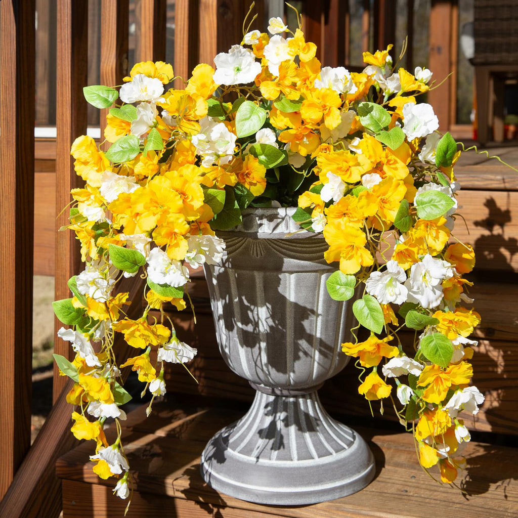 Ivydale Artificial Hibiscus Hanging Flowers Silk 2pcs Yellow White Vines