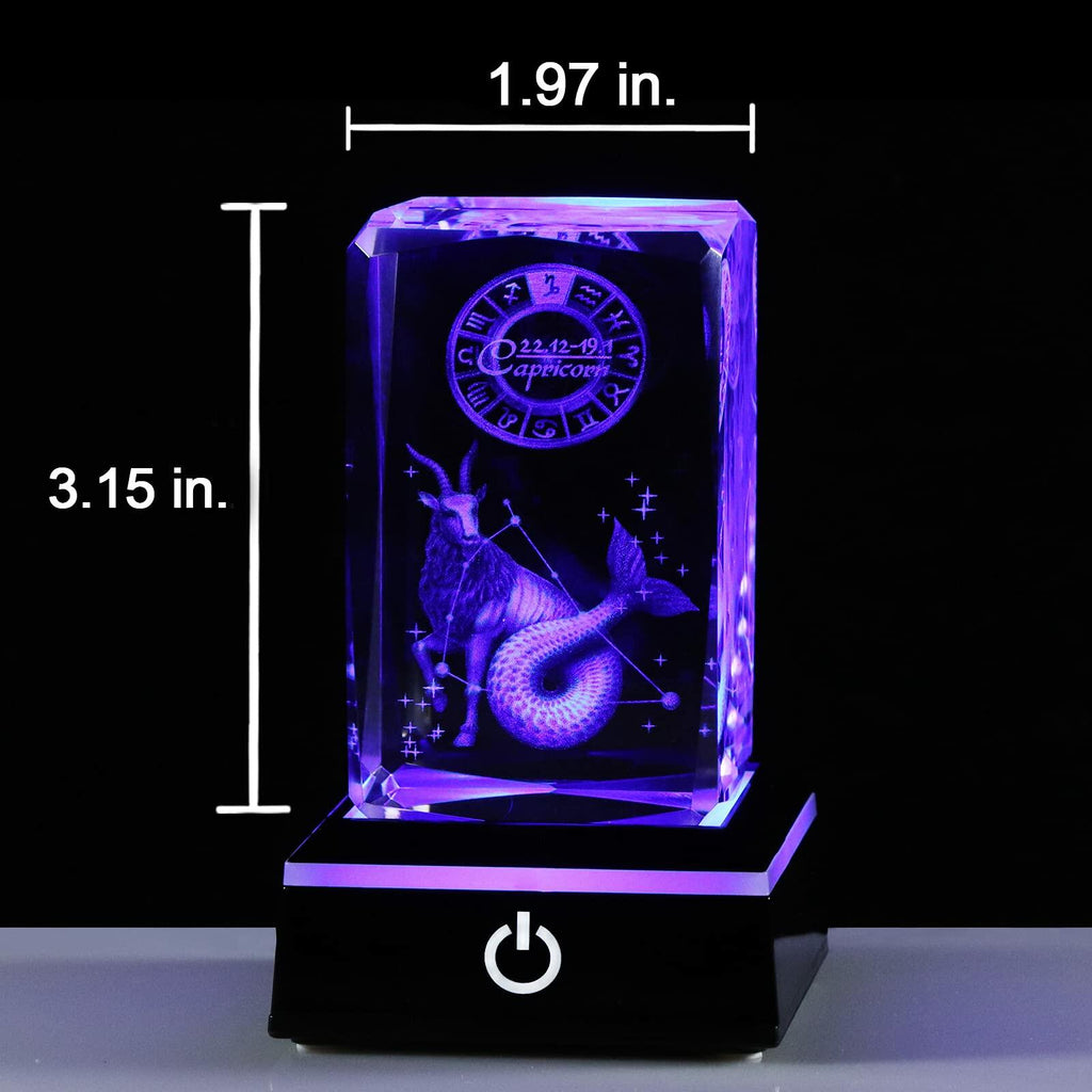 3D Crystals Capricorn Zodiac Glass Figurine Decor Birthday Gift Keepsake