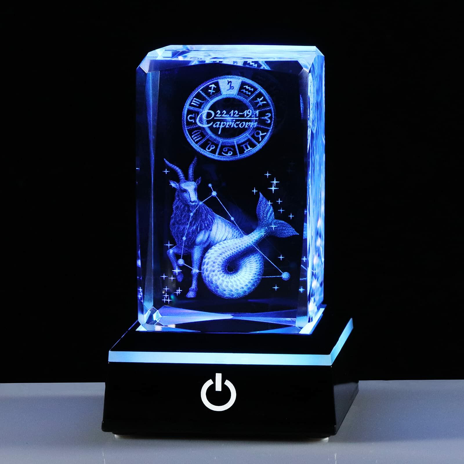 3D Crystals Capricorn Zodiac Glass Figurine Decor Birthday Gift Keepsake